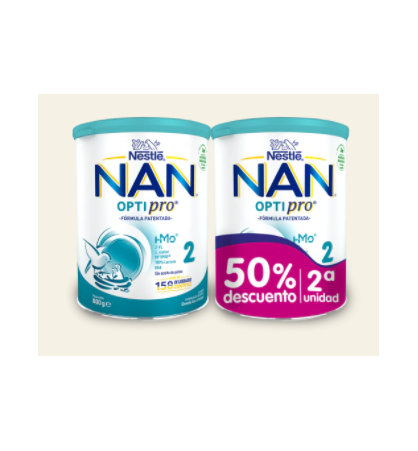 NAN OPTIPRO 2 LECHE DE CONTINUACION 2 ENVASES 800 G