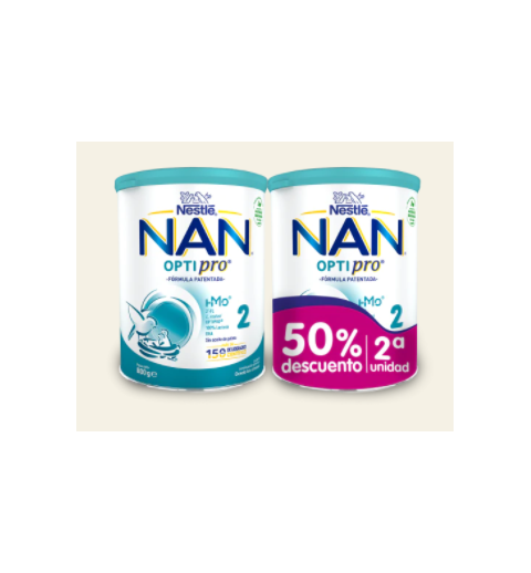 NAN OPTIPRO 2 LECHE DE CONTINUACION 2 ENVASES 800 G