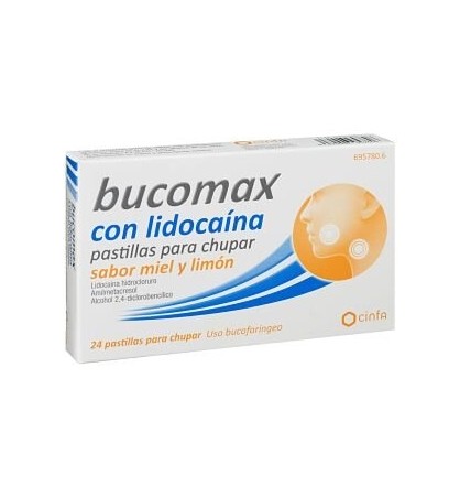 BUCOMAX LIDOCAINA 24 PASTILLAS CHUPAR MIEL LIMON