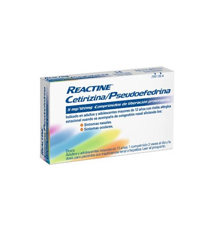 REACTINE PLUS 5/120 MG 14 COMPRIMIDOS