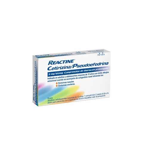 REACTINE PLUS 5/120 MG 14 COMPRIMIDOS