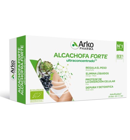 ARKOFLUIDO FORTE ALCACHOFA-HINOJO-MATE-UVA Y ALOE 20 UNIDADES