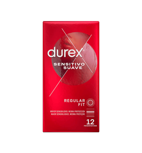 PRESERVATIVOS DUREX SENSITIVO SUAVE REGULAR FIT 12 UNIDADES